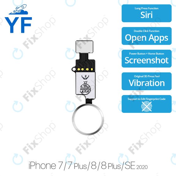 Apple iPhone 7, 7 Plus, 8, 8 Plus, SE (2nd Gen 2020) - Buton Acasă YF (Silver, White)