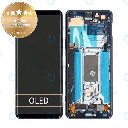 Sony Xperia 5 II - Ecran LCD + Sticlă Tactilă + Ramă (Blue) - A5024934A Genuine Service Pack