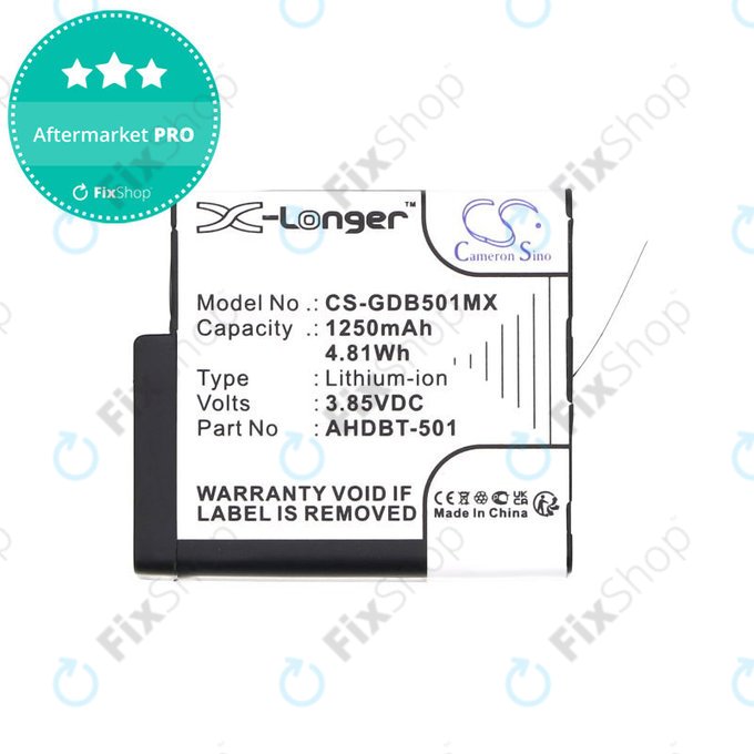 Baterie pentru Gopro Hero 8, Hero 6, 1250mAh, Li-Ion, 3.85V, AHDBT-501, HQ