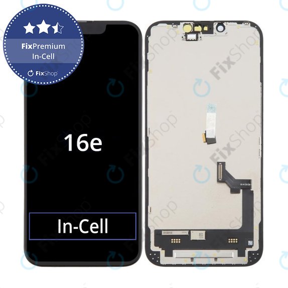 Ecran In-Cell FHD pentru iPhone 16e, Sticlă tactilă cu ramă, FixPremium