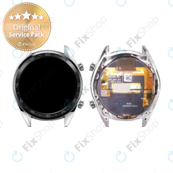 Huawei Watch GT Sport Fortupe B19S - Ecran LCD + Sticlă Tactilă + Ramă (Silver) - 02352GXS Genuine Service Pack