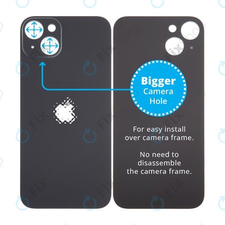 Apple iPhone 15 Plus - Sticlă Carcasă Spate cu Orificiu Mărit pentru Cameră (Black)