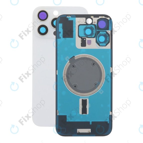 Apple iPhone 16 Pro Max - Sticlă pentru carcasa din spate + Sticlă cameră + Placă metalică + Magneți MagSafe (White Titanium)
