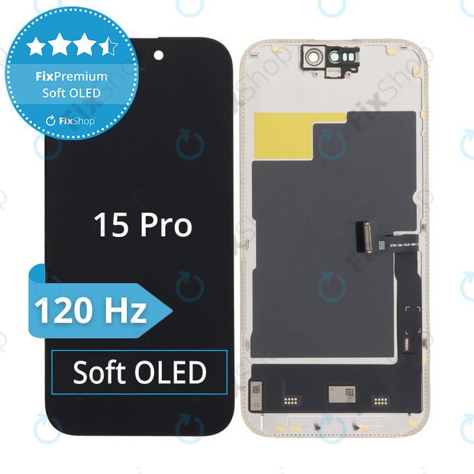 Ecran Soft OLED pentru iPhone 15 Pro - Sticlă Tactilă + Ramă, DIAGNOSTIC