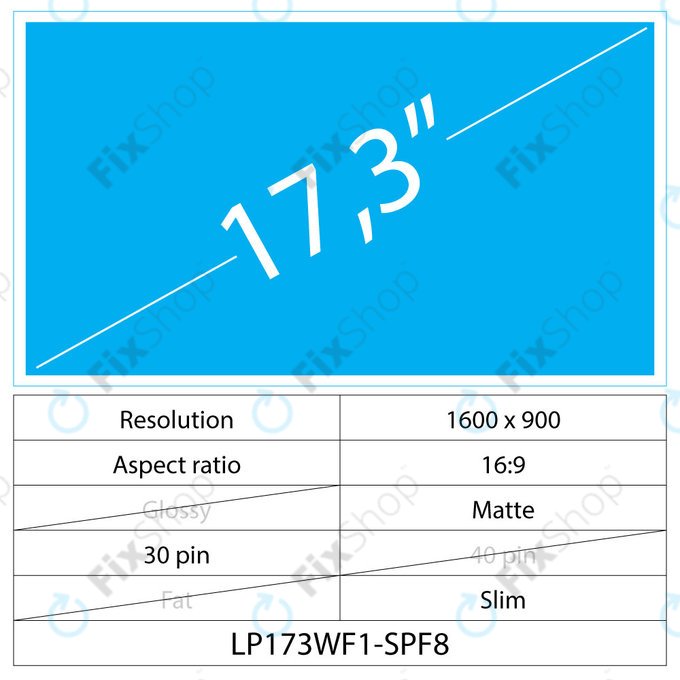 17.3 LCD Slim Mat 30 pin HD+