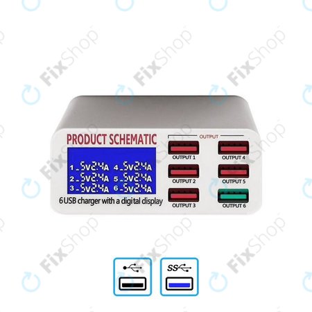 Product Schematic 896 - USB Statie service de încărcare (1x USB 3.0+ 5x USB 2.0)