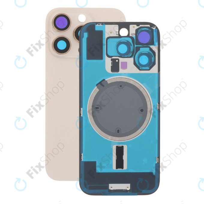 Apple iPhone 16 Pro - Sticlă pentru carcasa din spate + Sticlă cameră + Placă metalică + Magneți MagSafe (Desert Titanium)