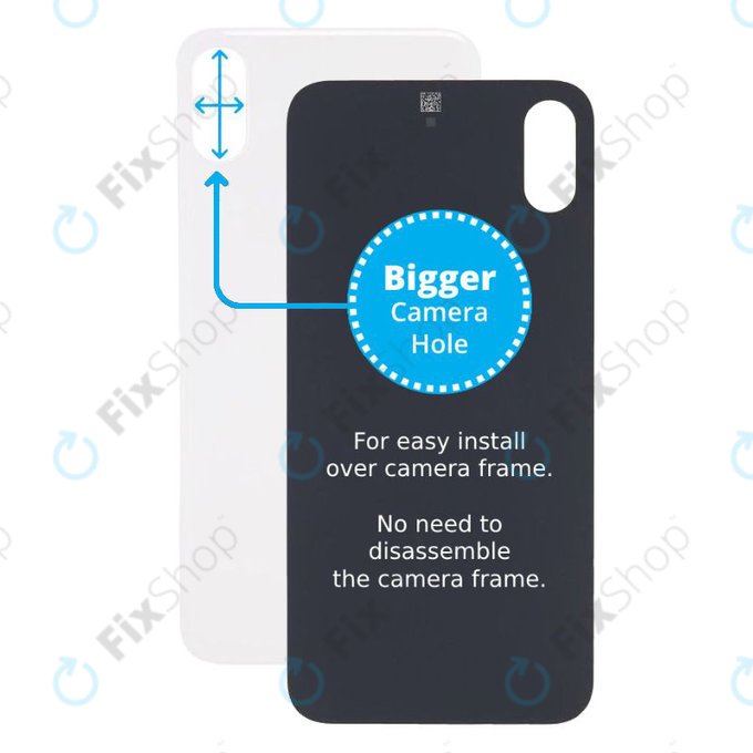 Apple iPhone XS - Sticlă Carcasă Spate cu Orificiu Mărit pentru Cameră (Silver)