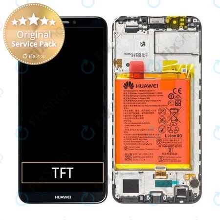 Huawei Y7 Prime (2018) - Ecran LCD + Sticlă Tactilă + Ramă + Baterie (Black) - 02351USA Genuine Service Pack