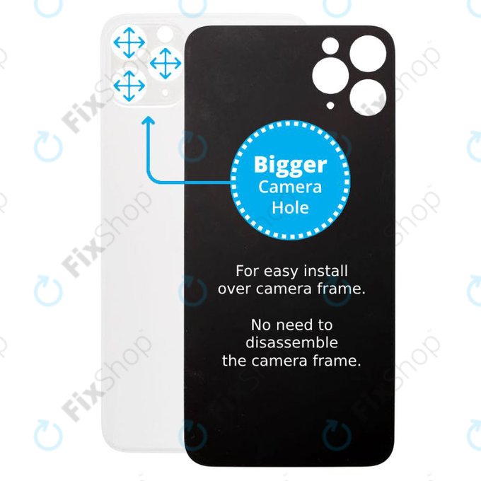 Apple iPhone 11 Pro Max - Sticlă Carcasă Spate cu Orificiu Mărit pentru Cameră (Silver)