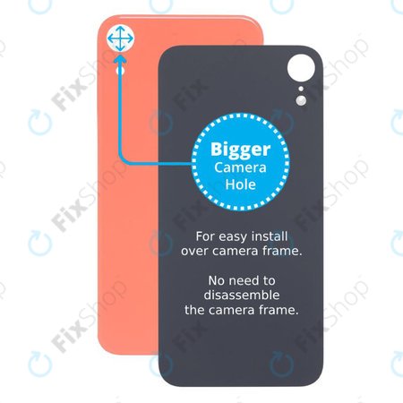 Apple iPhone XR - Sticlă Carcasă Spate cu Orificiu Mărit pentru Cameră (Coral)