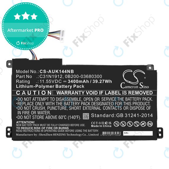 Baterie pentru Asus Vivobook 14, E510, 3400mAh, Li-Pol, 11.55V, C31N1912, HQ
