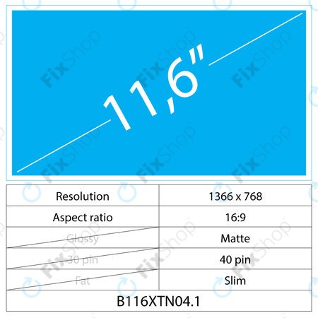 11.6 LCD Slim Mat 40 pin HD