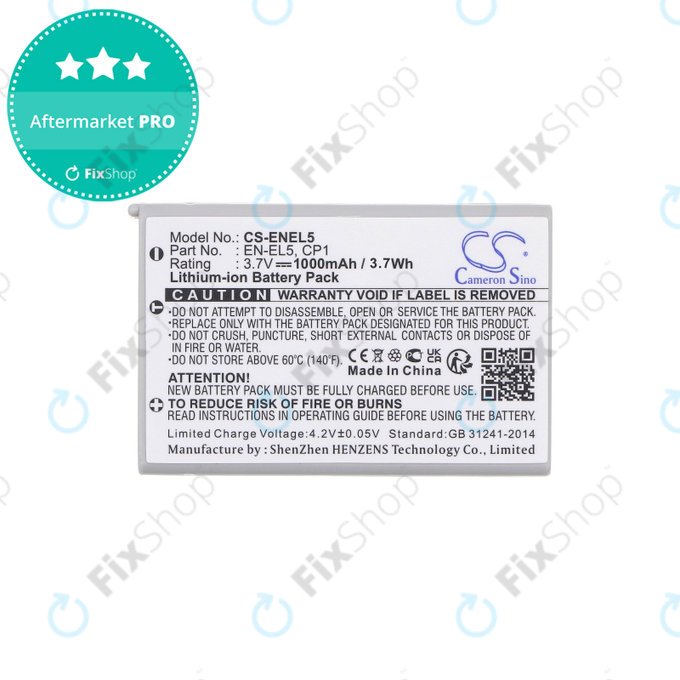 Nikon Coolpix, Coolpix AW, Coolpix P, Coolpix S, KlickTel Navigator K5 - Baterie EN-EL5 Li-Ion 1000mAh HQ