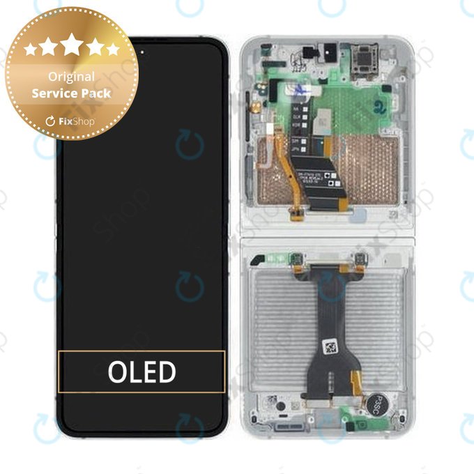 Samsung Galaxy Z Flip 7 FE F761B - Ecran LCD + Sticlă Tactilă + Ramă (White) - GH82-37734B Genuine Service Pack
