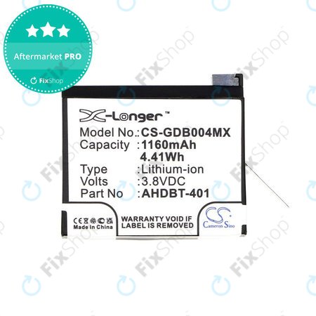 Baterie pentru GoPro Hero 4, 1160mAh, Li-Ion, 3.8V, AHDBT-401, HQ