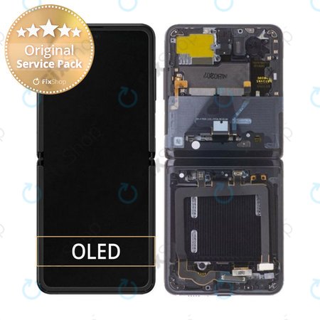 Samsung Galaxy Z Flip F700N - Ecran LCD + Sticlă Tactilă + Ramă (Thom Browne Edition) - GH82-22215C Genuine Service Pack