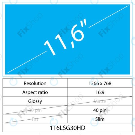 11.6 LCD Slim Lucios 40 pin HD