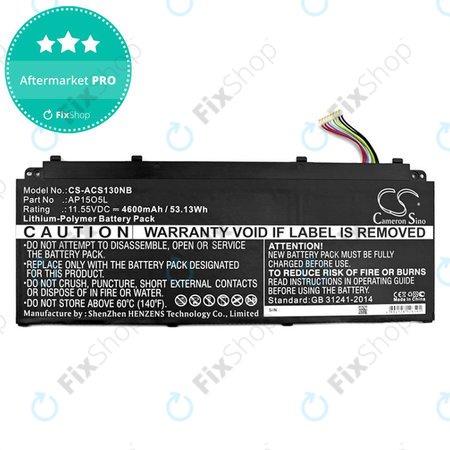 Baterie pentru Acer Aspire S13, Chromebook R13, 4600mAh, Li-Pol, 11.55V, AP15O3K, HQ