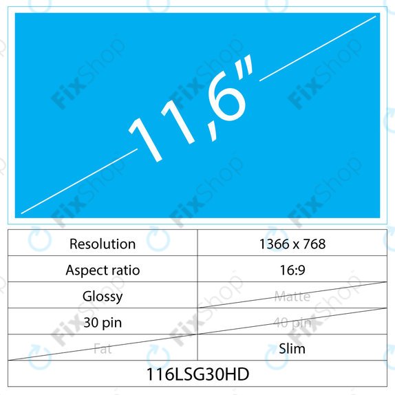 11.6 LCD Slim Lucios 30 pin HD