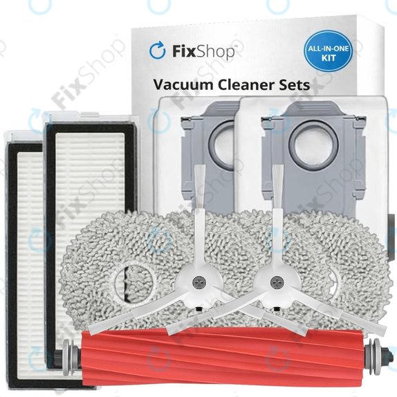 Set de piese de schimb pentru Roborock Qrevo MaxV, Pro, S (1x Perie principală, 2x Filter, 2x Perie laterală, 4x Mop, 2x Sac de praf)