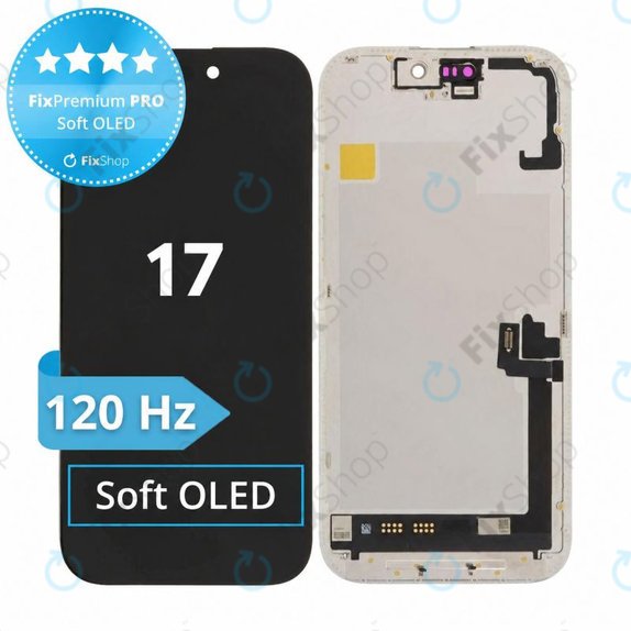 Ecran Soft OLED 120Hz pentru iPhone 17, Sticlă tactilă cu ramă, FixPremium PRO
