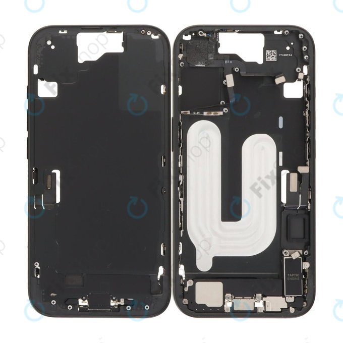Apple iPhone 16 - Cadru Mijlociu + Butoane de Pornire, Volum și Cameră (Black)