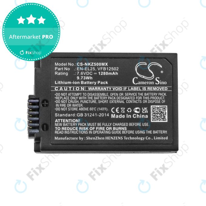Baterie pentru Nikon Z50, Z50 ZFC, Z30, Z FC, 1280mAh, Li-Ion, 7.6V, EN-EL25, HQ
