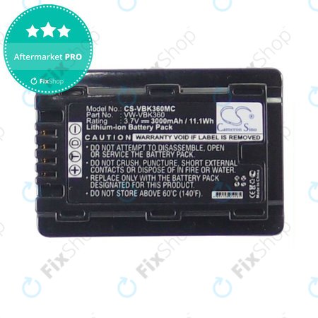 Baterie pentru Panasonic HC, HDC, SDR, 3000mAh, Li-Ion, 3.7V, VW-VBK360, HQ