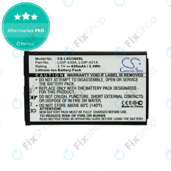 Baterie pentru LG 230 Nite, 650mAh, Li-Ion, 3.7V, LGIP-430A, HQ