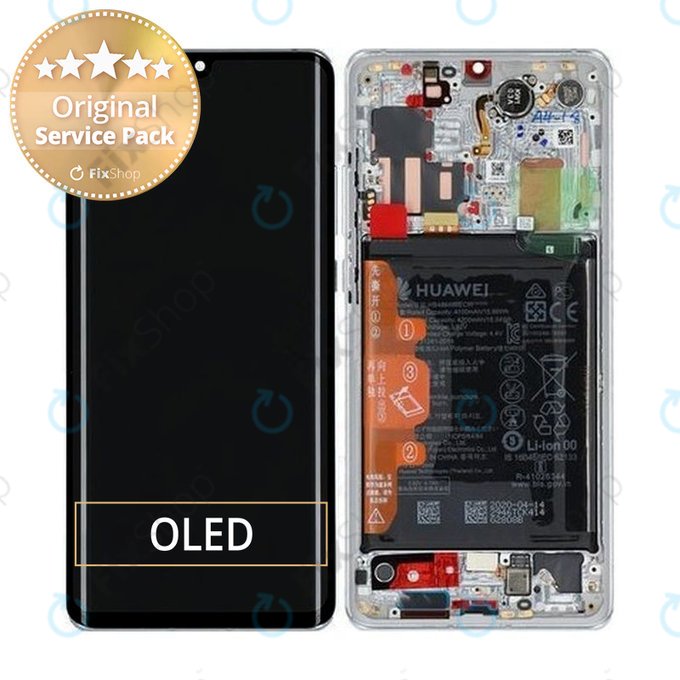 Huawei P30 Pro, P30 Pro 2020 - Ecran LCD + Sticlă Tactilă + Ramă + Baterie (Silver Frost) - 02353SBC Genuine Service Pack