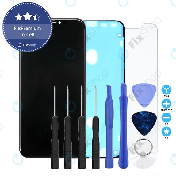 Ecran In-Cell pentru iPhone XR, Sticlă tactilă cu ramă, Adeziv (Adhesive), Sticlă temperată, Unelte, FixPremium