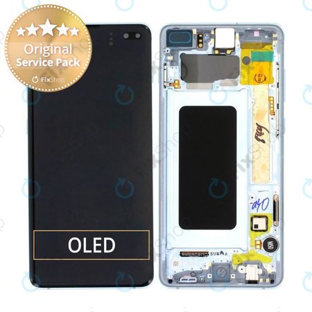 Samsung Galaxy S10 Plus G975F - Ecran LCD + Sticlă Tactilă + Ramă (Prism Blue) - GH82-18849C, GH82-18834C Genuine Service Pack