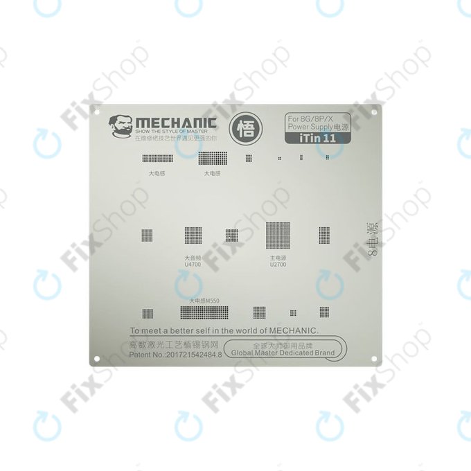 Mecanic iTin 11 - Șablon din Oţel Plăci de bază din Oţel pentru iPhone 8, 8 Plus, X