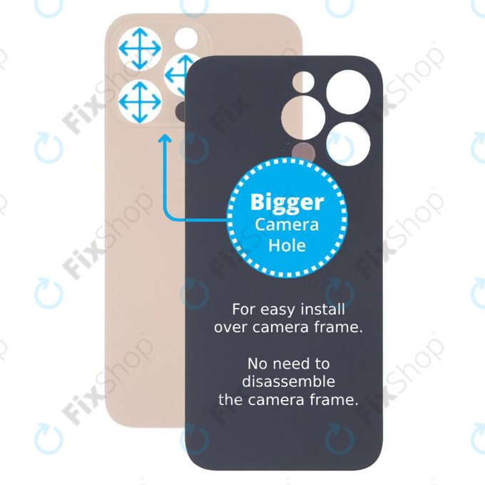 Apple iPhone 13 Pro - Sticlă Carcasă Spate cu Orificiu Mărit pentru Cameră (Gold)