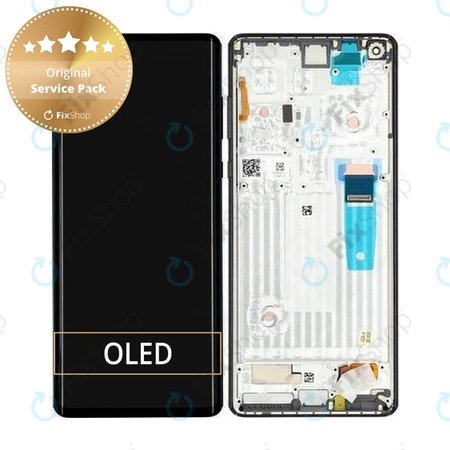 Motorola Edge Plus - Ecran LCD + Sticlă Tactilă + Ramă (Black) - 5D68C16613, 5D68C16473 Genuine Service Pack