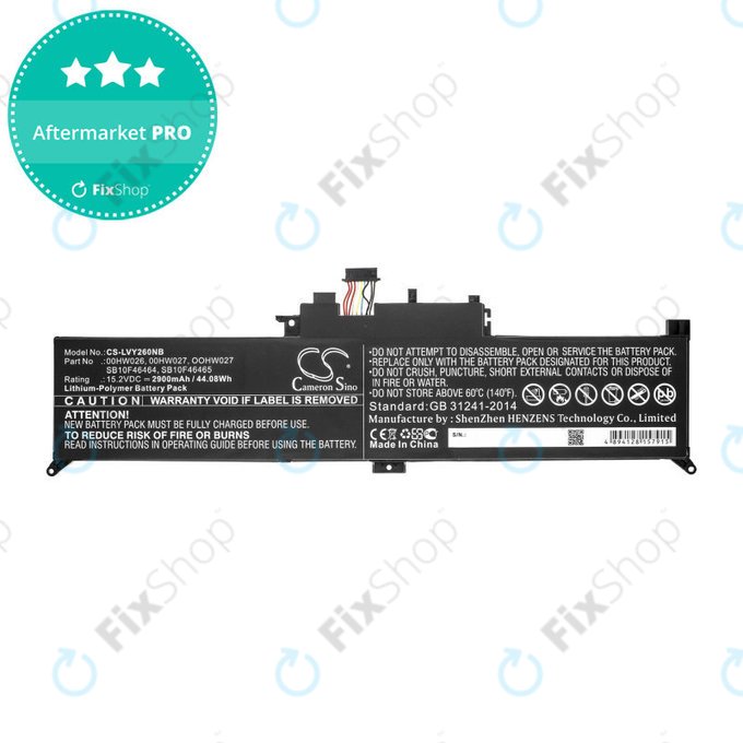 Baterie pentru Lenovo ThinkPad Yoga 260, 2900mAh, Li-Ion, 15.2V, 00HW026, HQ