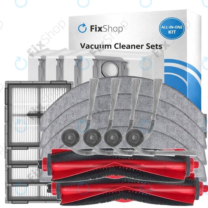 Set de piese de schimb pentru Xiaomi Roborock Q10 VF, Q10 VF+, S8 Pro, S8 Pro Plus (2x Perie principală, 4x Filter, 4x Perie laterală, 4x Mop, 4x Sac de praf)