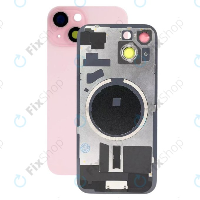 Apple iPhone 15 - Sticlă pentru carcasa din spate cu piese mici (Pink)