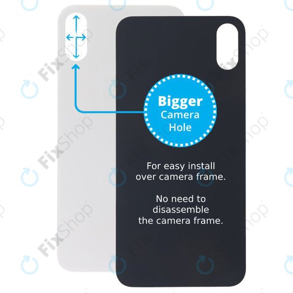 Apple iPhone XS Max - Sticlă Carcasă Spate cu Orificiu Mărit pentru Cameră (Silver)