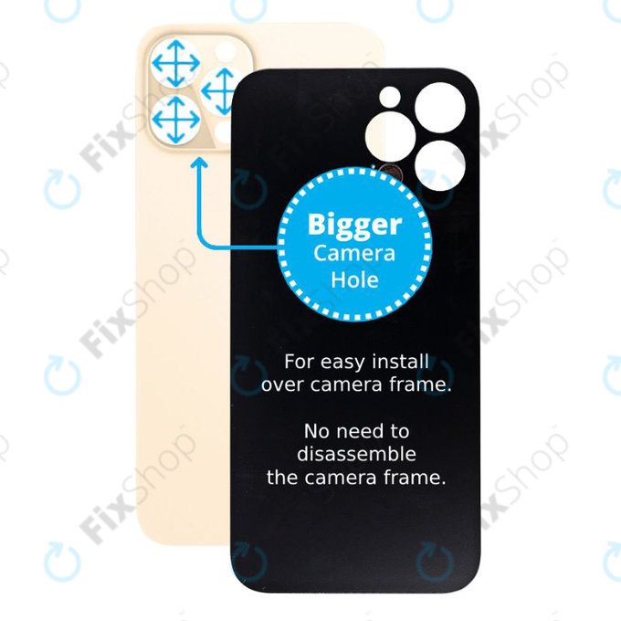 Apple iPhone 12 Pro - Sticlă Carcasă Spate cu Orificiu Mărit pentru Cameră (Gold)