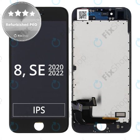 Apple iPhone 8, SE (2020), SE (2022) - Ecran LCD + Sticlă Tactilă + Ramă (Black) Refurbished PRO