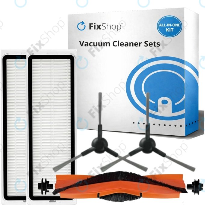 Set de piese de schimb pentru Xiaomi Mi Robot Vacuum S20+, S10+, X20+, X10+ (1x Perie principală, 2x Filter, 2x Perie laterală – neagră)