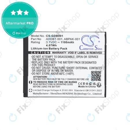 Baterie pentru GoPro HD Hero, Hero2, 1100mAh, Li-Ion, 3.7V, AHDBT-001, HQ