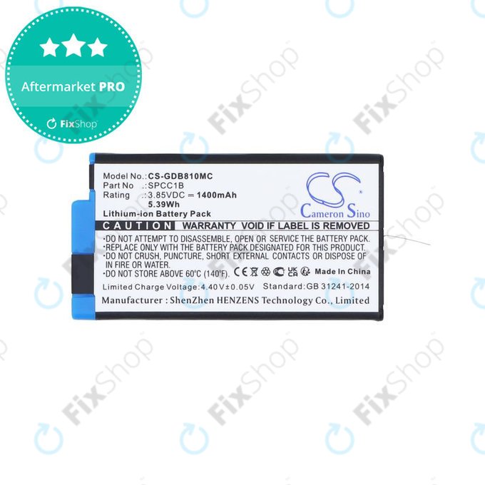 Baterie pentru GoPro Max, Max 360, Acbat-001, 1400mAh, Li-Ion, 3.85V, SPCC1B, HQ