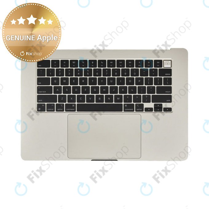 Ramă superioară tastatură pentru MacBook Air 15", A3114 (2024), cu tastatură US și baterie, Starlight, 661-40268, Genuine Apple