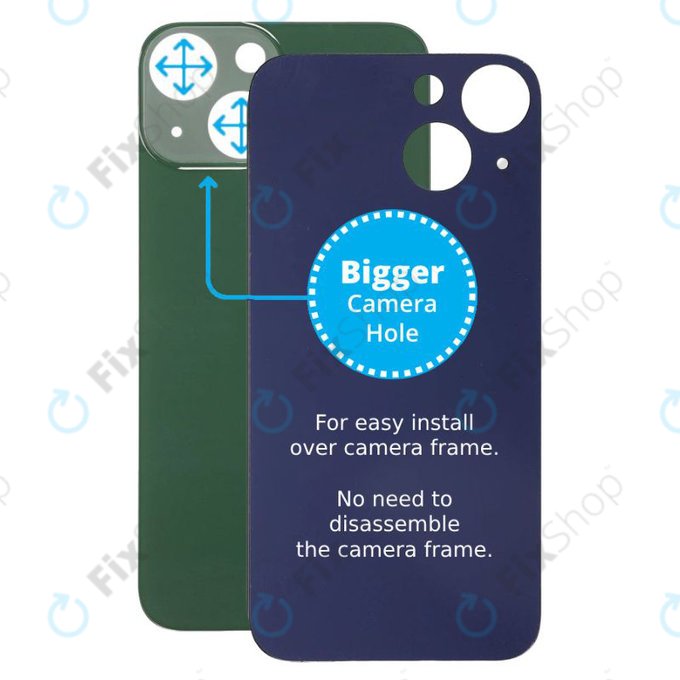 Apple iPhone 13 Mini - Sticlă Carcasă Spate cu Orificiu Mărit pentru Cameră (Green)
