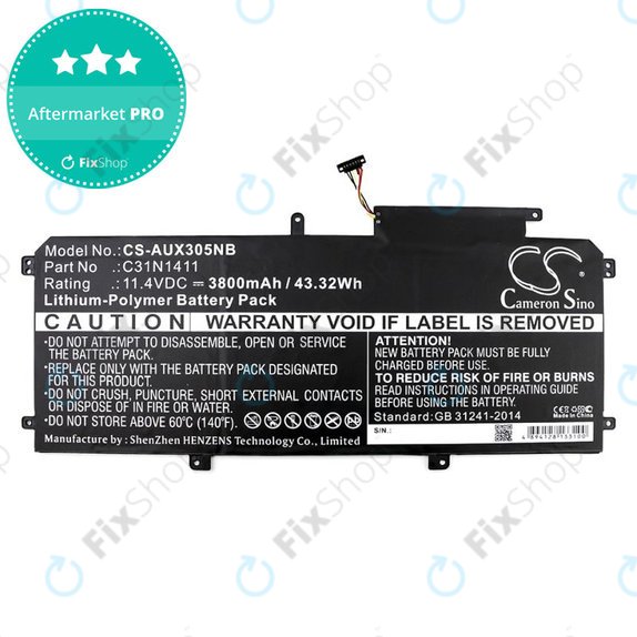Baterie pentru Asus Zenbook UX305, 3800mAh, Li-Pol, 11.4V, C31N1411, HQ
