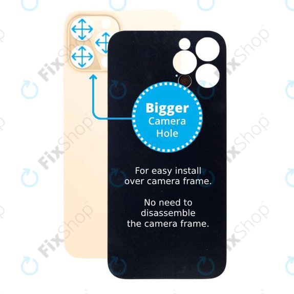 Apple iPhone 12 Pro Max - Sticlă Carcasă Spate cu Orificiu Mărit pentru Cameră (Gold)