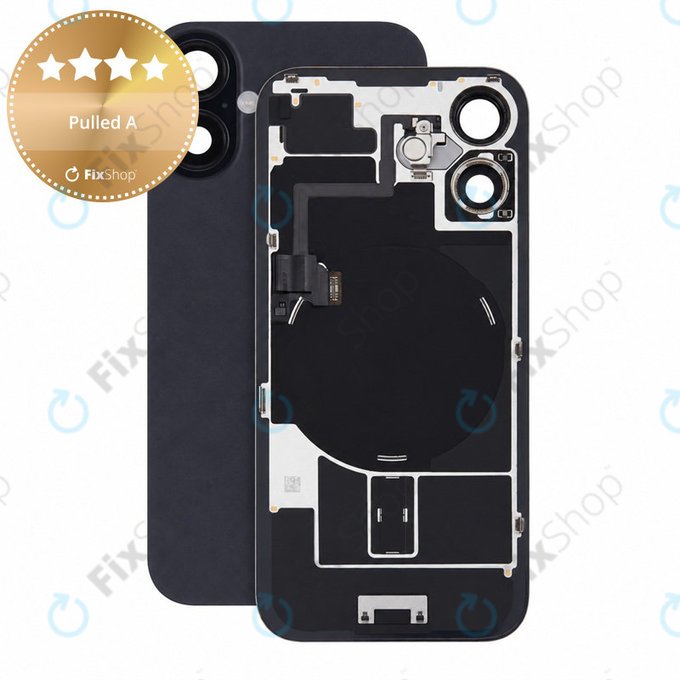 Sticlă carcasă spate pentru iPhone 16, Black, Pulled A